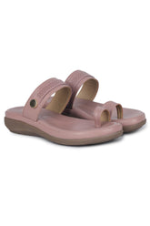 Casual Peach Open Toe Flats Round Toe Slip-On Flats